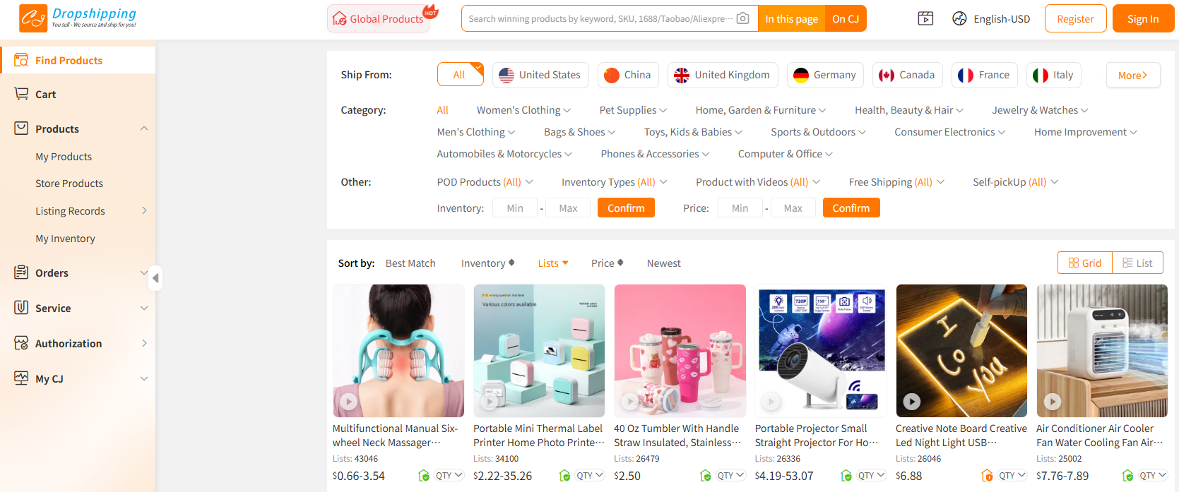 Huge Product Catalog