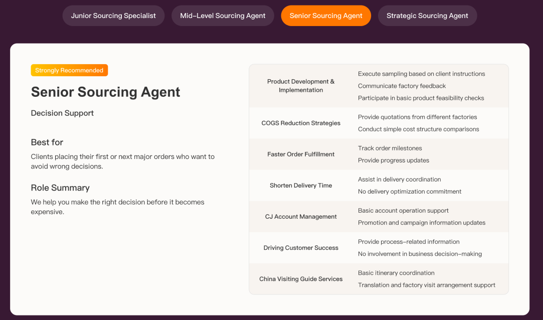 Sourcing Agent service